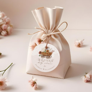 Étiquettes Cadeau Wild West Country Western Floral Wagon Baby shower