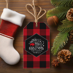 Étiquettes-cadeau Wild Wonderful Christmas Red Buffalo Plaid ID604