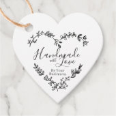 Étiquettes Cadeau Wildflowers Heart with Handmade with Love Quote (Devant)
