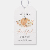 Étiquettes-cadeau WILLA Merci Pour Vous Citrouille Thanksgiving (Devant)