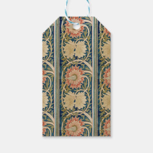 Étiquettes-cadeau William Morris Fleurs Roses Broderie de Soie Antiq