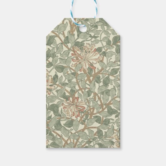 Étiquettes-cadeau William Morris Honeysuckle Vert Floral (Devant)