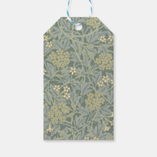 Étiquettes-cadeau William Morris Jasmine Bleu Vert Art Botanique