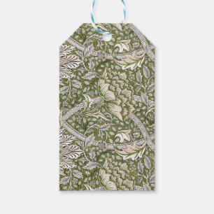 Étiquettes-cadeau : William Morris Windrush Motif Vert : Vintage