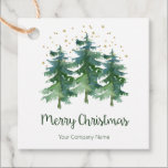 Étiquettes Cadeau Winter Forest Merry Christmas Company<br><div class="desc">Ces étonnantes étiquettes cadeaux d'aquarelle qui disent "Joyeux Noël" et ont des pins multicolores et des étoiles de parties scintillant d'or et des confettis avec le nom de votre entreprise sur eux sont parfaits pour envelopper des cadeaux pour les employés et les clients. Tout le monde va adorer le beau...</div>