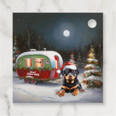 Étiquettes Cadeau Winter Rottweiler Caravan Christmas Adventure (Dos)