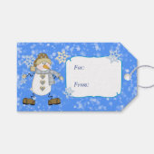 Étiquettes-cadeau Winter Sky Snowman Noël (Devant (Horizontal))