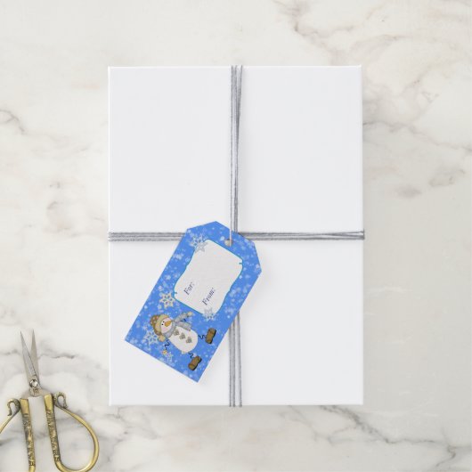 Étiquettes-cadeau Winter Sky Snowman Noël (Avec de la ficelle)