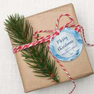 Étiquettes Cadeau Winter Wonderland Bleu gelé motif