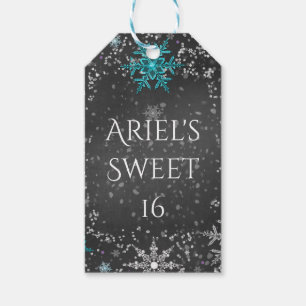 Étiquettes-cadeau Winter Wonderland Chalk Turquoise & Purple Custom