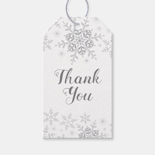 Étiquettes-cadeau Winter Wonderland Snowflake Baby shower Argent (Devant)