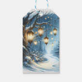 Étiquettes-cadeau Winter Woods Blue Scene Noël (Devant)