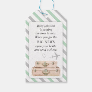 Étiquettes-cadeau World Travel Neutral Baby shower Mini bouteille Fa