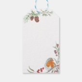 Étiquettes-cadeau Wreath Robin Mistletoe et Merci de pin (Dos)