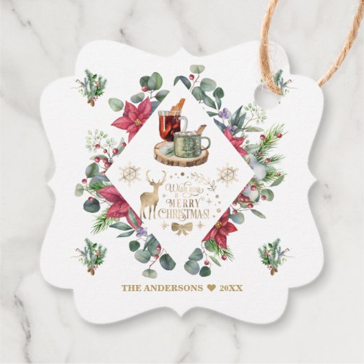 Étiquettes Cadeau Wreath Script Winter Vous Souhaite Un Joyeux Noël (Dos)