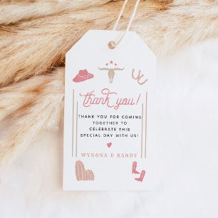 Étiquettes-cadeau WYNONA Blush Pink Boho Rodeo Cowgirl Thème