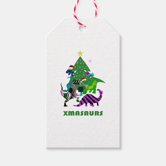 Étiquettes-cadeau Xmasaures (Devant)