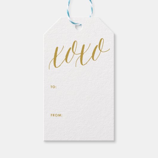 Étiquettes-cadeau XOXO | Balise cadeau Gold Modern Calligraphy (Devant)
