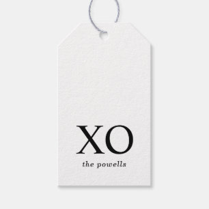Étiquettes-cadeau XOXO Câlins et Baisers Simple Noir et Blanc
