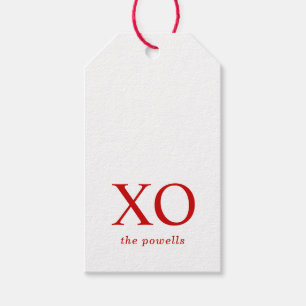 Étiquettes-cadeau XOXO Câlins et Baisers Simple Rouge Minimaliste Fa
