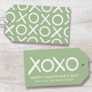 Étiquettes-cadeau XOXO Câlins et Bisous Vert Joyuse Saint Valentin