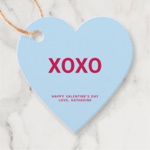 Étiquettes Cadeau XOXO coeur bleu amusant mignon Saint Valentin sur 