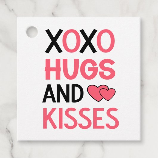 Étiquettes Cadeau XOXO Embrasse Baisers Romantique rose Mariage noir (Devant)