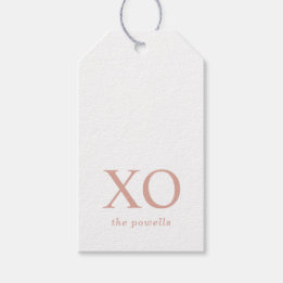 Étiquettes-cadeau XOXO Hugs & Baisers Simple rose pâle minimaliste