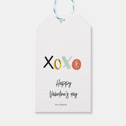 Étiquettes-cadeau "XOXO" Joyeuse Saint-Valentin (Devant)