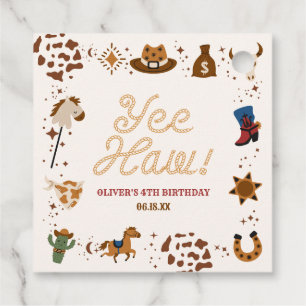 Étiquettes Cadeau Yee Haw ! Western Cowboy Rodeo fête d'anniversaire