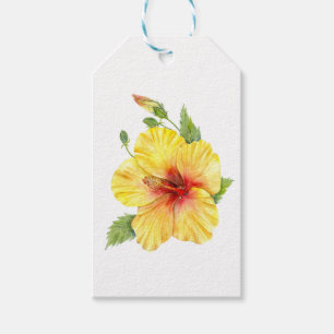 Étiquettes-cadeau Yellow Hibiscus Botanical
