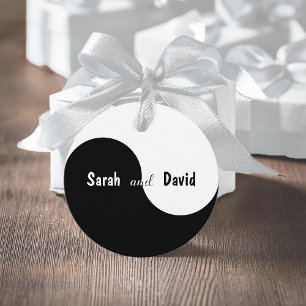 Étiquettes Cadeau Yin Yang Mariage Noms des mariées et des mariées n