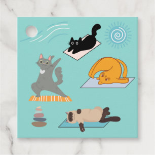 Étiquettes Cadeau Yoga Drôle avec des Chats