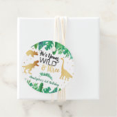 Étiquettes Cadeau Young Wild & Three Dinosaur Boys 3e anniversaire (En situation)