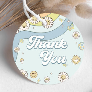 Étiquettes Cadeau Young Wild Three Retro Rainbow 3e anniversaire