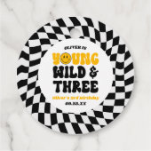 Étiquettes Cadeau Young Wild & Three Retro Third 3rd Birthday Party (Dos)