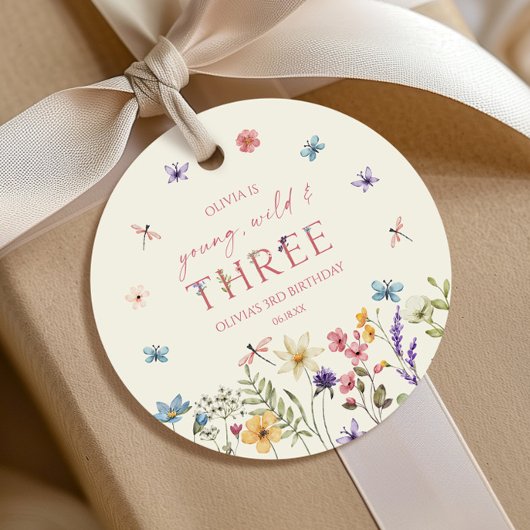 Étiquettes Cadeau Young Wild & Three Wildflower 3e Anniversaire