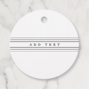 Étiquettes Cadeau Your Custom Text & Modern Stripes Black & White