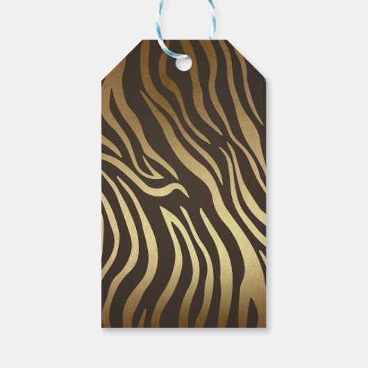Étiquettes-cadeau Zebra Skin Poster de animal Gold Favoriser (Dos)