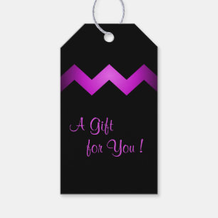 Étiquettes-cadeau Zigzag violet classique sur noir