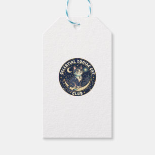 Étiquettes-cadeau Zodiaque céleste Chat Mignon T-Shirt Design - Cel