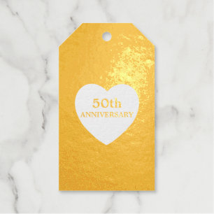 Étiquettes Cadeaux 50e anniversaire Heart Gold