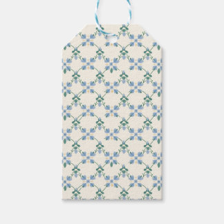 Étiquettes Cadeaux à Motif de Treillis Floral Bleu
