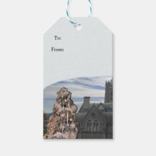 Étiquettes Cadeaux Arbre et Église de Style Rétro