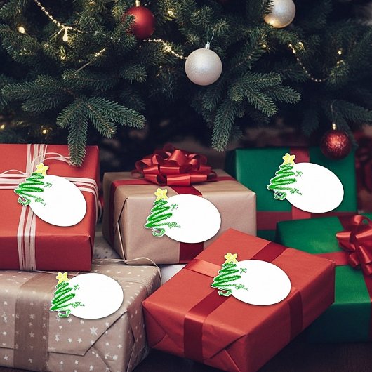 Étiquettes cadeaux arbre ondulé