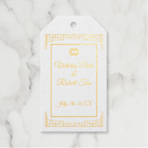 Asiatique Monogram Gold Foil Wedding Favor Tags