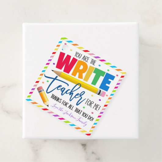 Étiquettes cadeaux au crayon de l'enseignant (En situation)