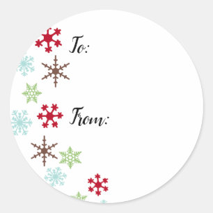 Étiquettes cadeaux avec des flocons de neige en co