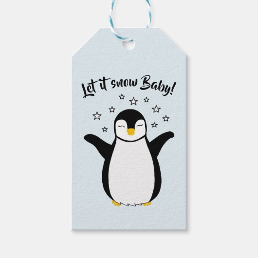 Étiquettes cadeaux avec mignon bébé pingouin (Devant)