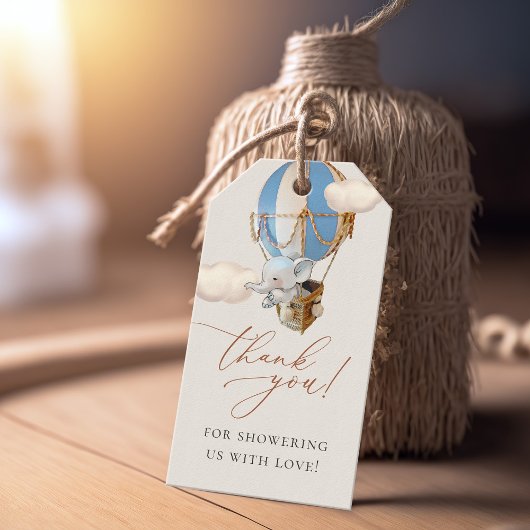 Étiquettes cadeaux Baby shower Elephant
